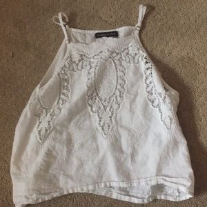 cropped white lace top